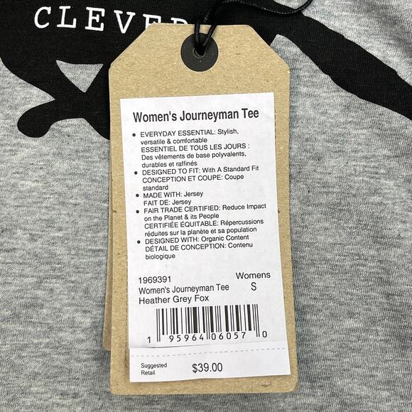 prAna Journeyman Tee Sz S New $39 Grey Clever (like a) Fox Graphic T-Shirt Top - Picture 7 of 8